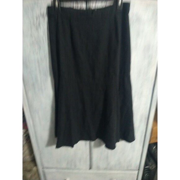 Free People Linen Ruffled Button Up Midi Skirt Black 6 Boho Beachy Cotragecore - Picture 5 of 10